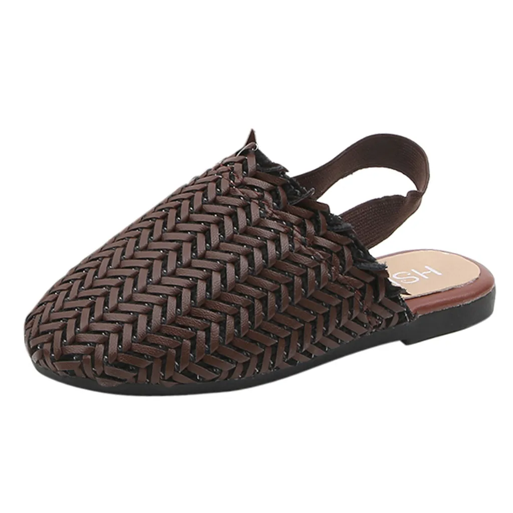 Летние детские сандалии для девочек принцесса обувь модные детские пляжные сандалии повседневная детская соломенная ткань нескользящая Мягкая подошва обувь для малышей# C