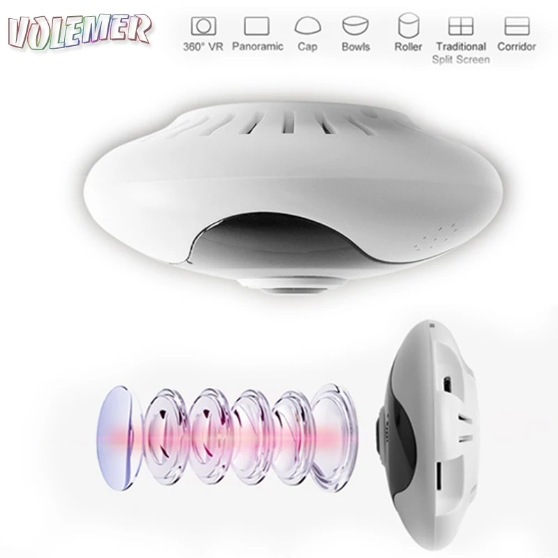 

Volemer 360 Degree Panoramic Camera Wireless Network Home Security Infrared Night Vision Mobile Monit Bulb Lamp Cctv Camcorder