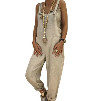

Women Jumpsuit Solid Color Baggy Hip Hop Harem Pants Casual Bib Pants JL