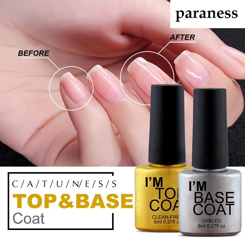 Paraness Primer Glitter Nail Gel Top and Base Coat Foundation for UV