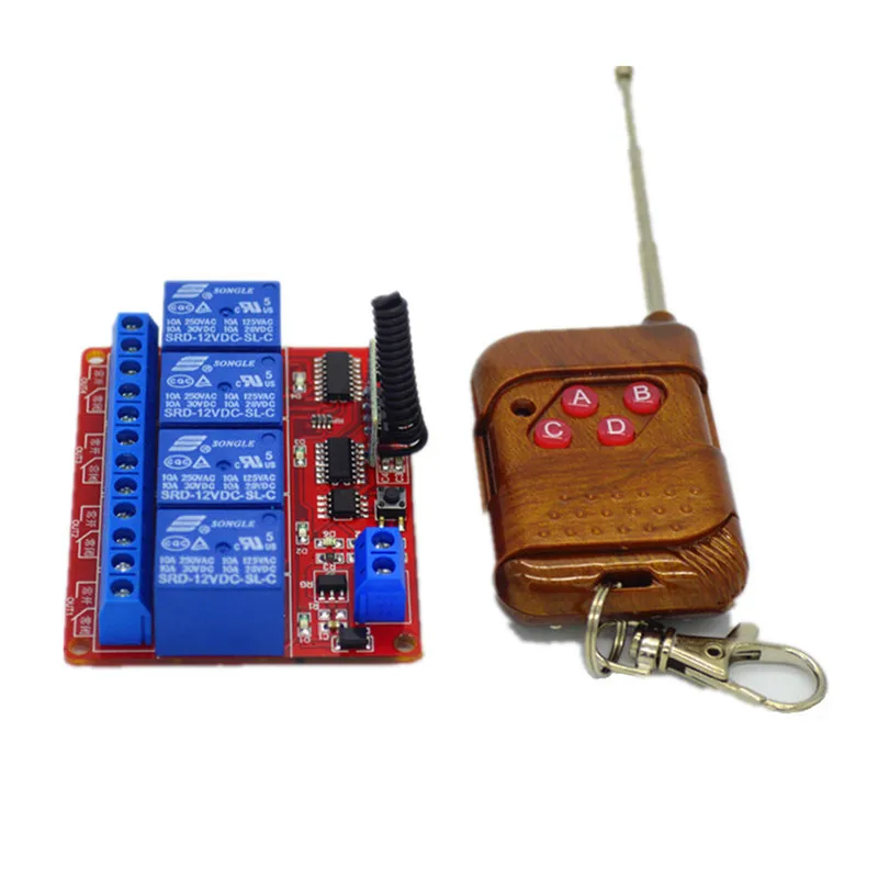 

15-100m RF Wireless Remote Control Universal Remote Control 433mhz Radio Switch Transmitter Receiver DC12V 4 CH