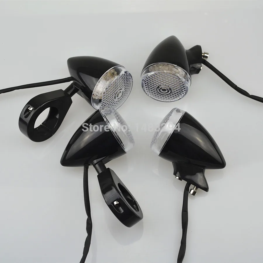 

4x Black Front Rear Motorcycle LED Turn Signal Light 41mm Fork Clamp Case for Harley