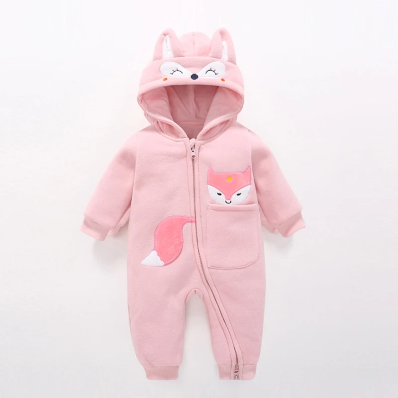 

2018 new fashion Winter Cute Newborn Baby Boy Girl Kid Fox Romper Jumpsuit Clothes Warm pink Outfit Costume lovely clothing