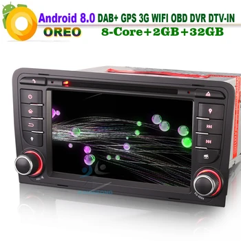 

7" Android 8.0 DAB+ Sat Navi Autoradio WiFi 3G DVD OBD DTV CD Radio Bluetooth RDS Car GPS Navigation for AUDI A3 S3 RS3 RNSE-PU