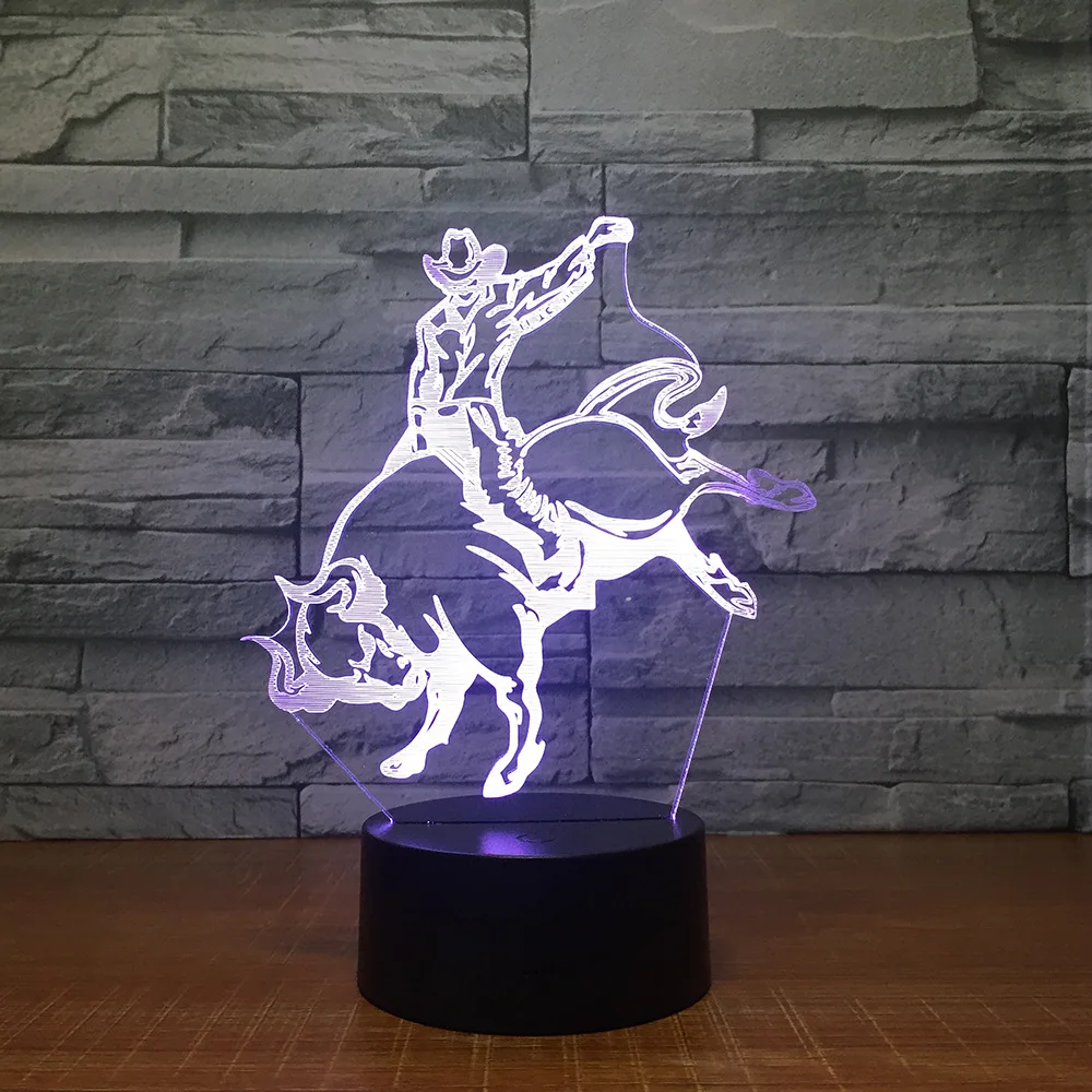 3D светодиодный светильник Bullfighting Ночной светильник 7 цветов Изменение украшения огни лучший подарок для ковбоев тауромация вентилятор Прямая