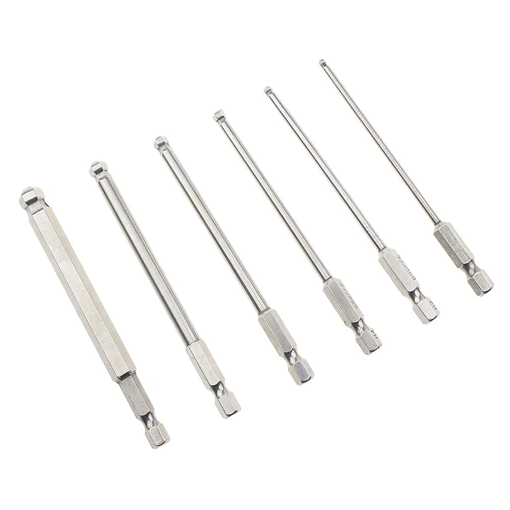 6pcs 100mm Ball End Hexagon Head Screwdriver Bits Screwdriver