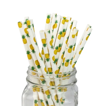 

Free Shipping 250pcs Hot Sale Pineapple Patterns Paper Party Drinking Straw Art Design Home Decor mermaid party supplies