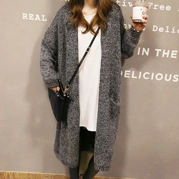 

Autumn and winter women sweater new Korean style long paragraph knee-length loose-cut thickened long-sleeved knit cardigan 7540