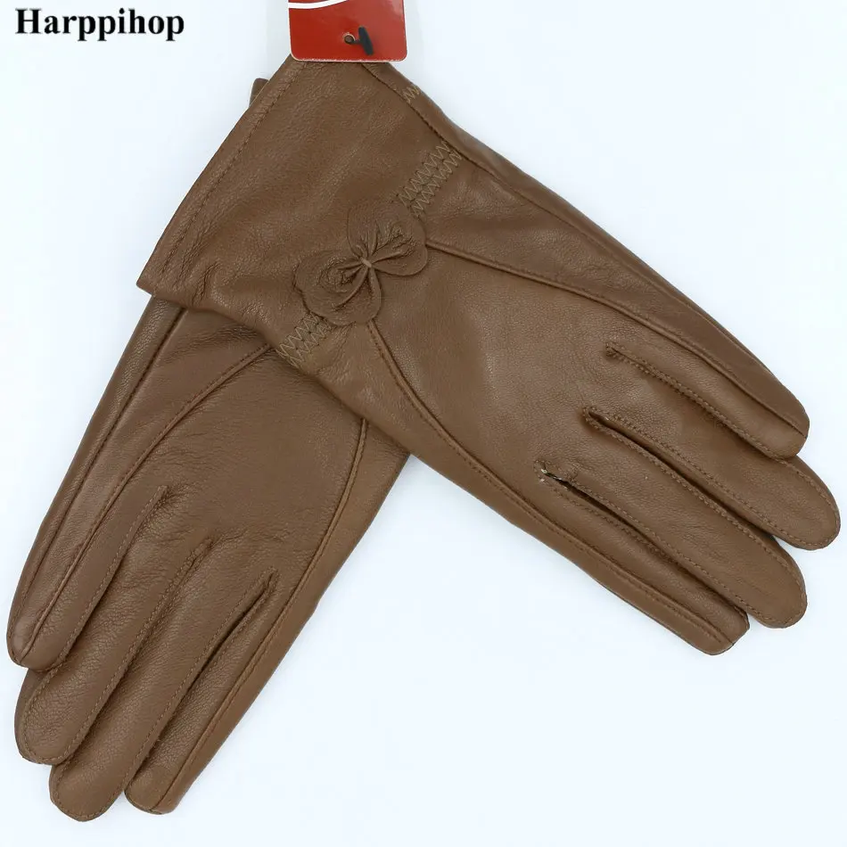 Высококачественные женские модные зимние перчатки для женщин, более теплые шерстяные перчатки, женская перчатка под плащ, женские перчатки из натуральной кожи - Цвет: dark coffee