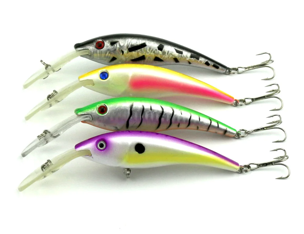 4 pcs 15.6g Hard Plastic Minnow Fishing lures Artificial fishing hooks Crankbait Bass baits Deep water swim fishing bait (MI024)