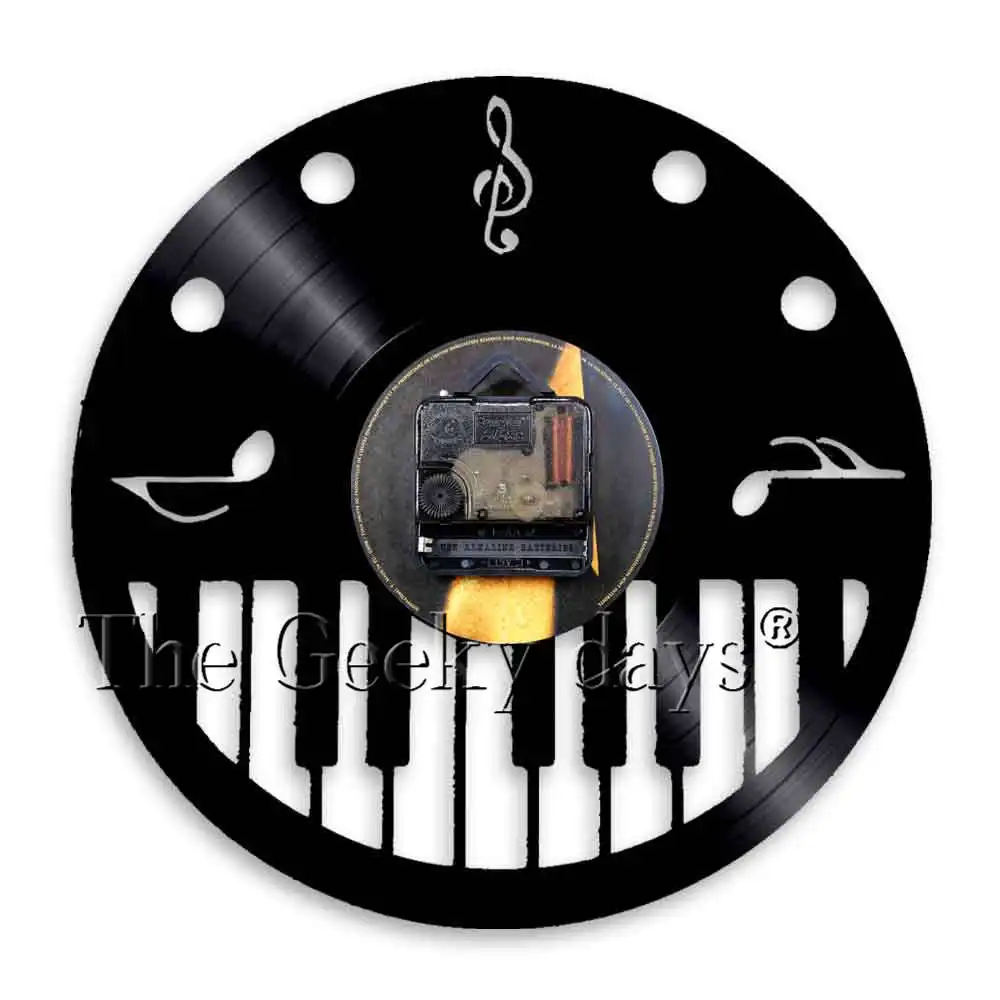 Скрипичный ключ для нот, настенные художественные часы, музыкальные ноты, Виниловая пластинка, 3D часы, настенные часы ручной работы, подарок для меломана