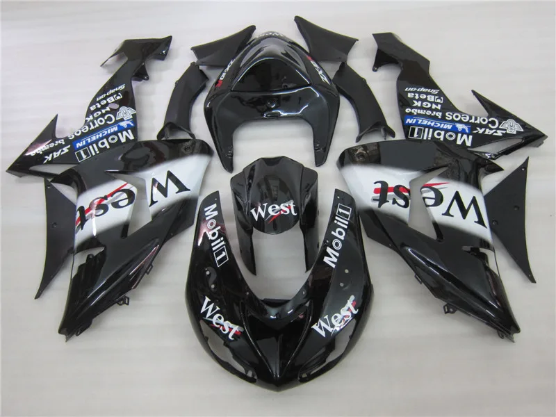 

Custom painted Fairing kits for Kawasaki ZX10R 2006 2007 white black West NINJA ZX 10R 06 07 ABS motorcycle fairings set YH4
