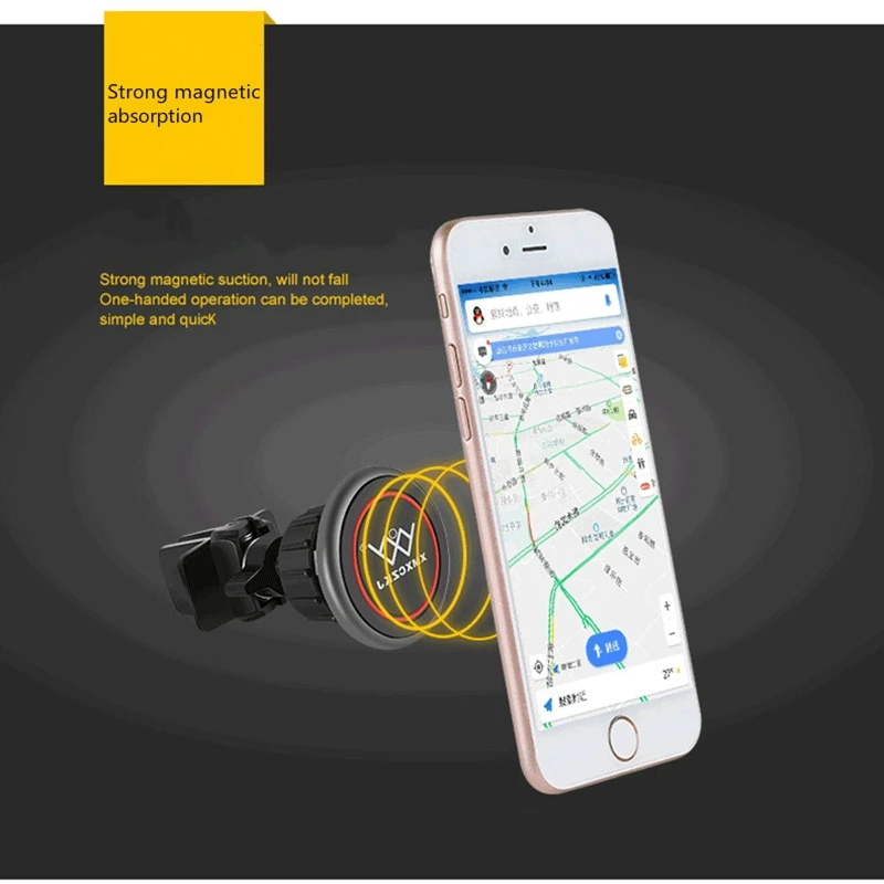 XMXCZKJ Универсальный автомобильный держатель на вентиляционное отверстие, магнитная подставка для крепления на 360 градусов, автомобильный держатель для телефона, gps кронштейн для iPhone 7 6 8 X