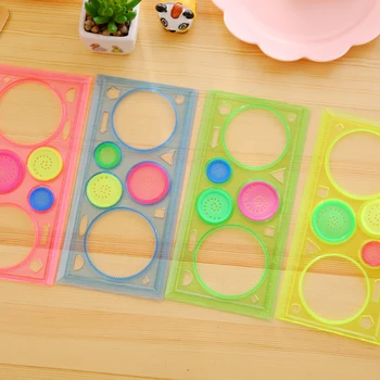 

FangNymph Multi-function Puzzle Flowers Ruler Creative Candy Color Transparent Geometric Ruler Student Drawing Ruler