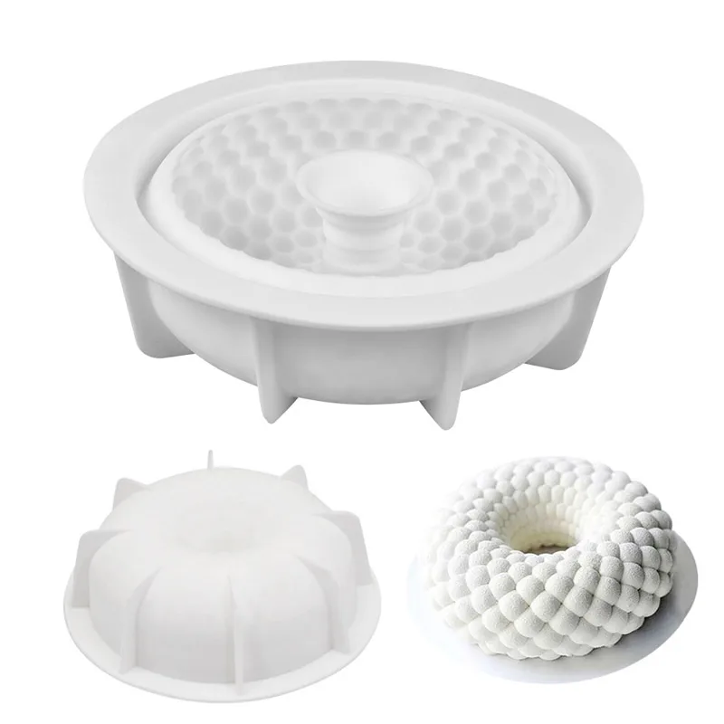 

3D Silicone Mold Round Grid Shaped Baking Tray Cake Pan DIY Baking Tool Round Cake Mould Silicone Mold