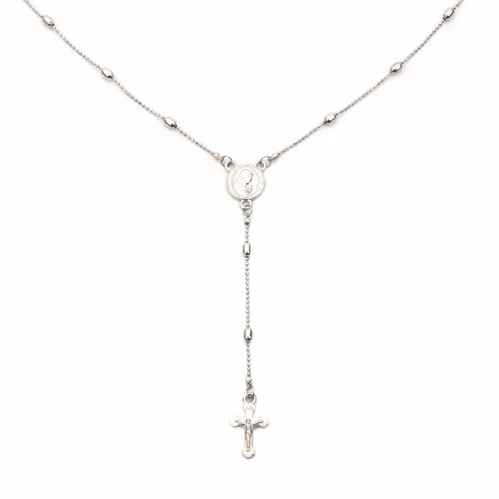 

lureme Simple Vintage Cross with Crystal Chain Long Necklace for Women