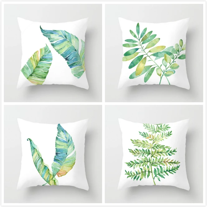 

Fuwatacchi Simple Painting Plant Throw Pillow Cushion Cover Flamingo Pineapple Leaves Pillow Case Home Decoration Pillow Cover