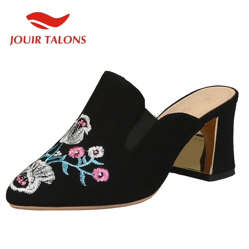 

JOUIR TALONS Fashion Hot Sale large Size 33-46 Slip On Mules Shoes Woman Pumps Chunky high Heels party Shoes Women Pumps