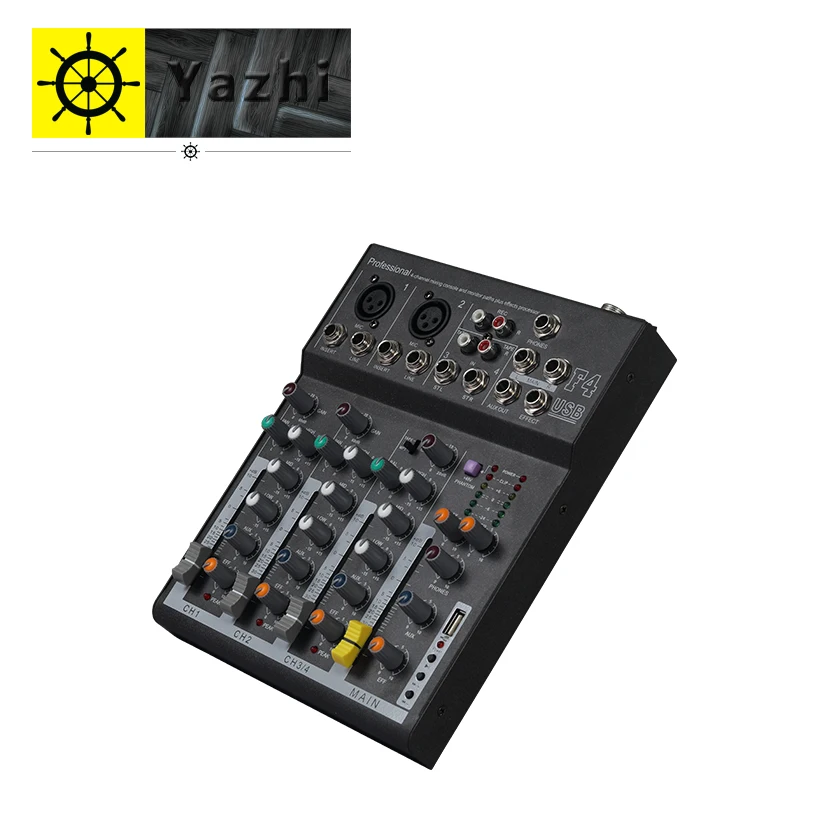 F4 мини аудио микшер консоли и USB 4 канальный музыка Микрофон Звук F4-USB DJ