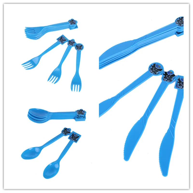 30pcs Cartoon Tableware Set Super Hero Batman Plastic Knife Fork Spoons