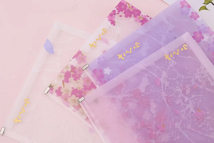 Новейший 1 шт. ПВХ красивые цветки сакуры, японской вишни Kawaii A4 папка для документов офисная сумка органайзер для документов сумка для студентов бумажный чехол для хранения