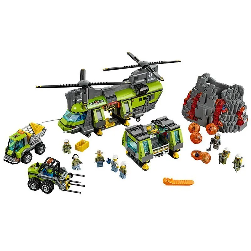 

Lepin 02087 1430Pcs Volcano Heavy-Lift Helicopter Set Model Building Blocks Toy For Kid Compatible With 60125 Educational Models