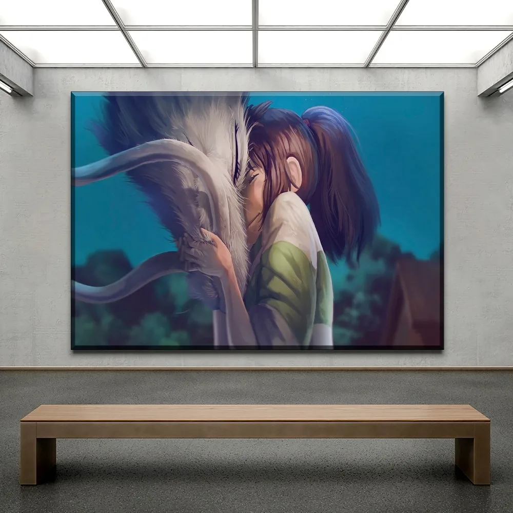 

Wall Art Canvas HD Print Poster Home Decor Children Room Pictures 1 Pieces Chihiro Haku Cartoon Spirited Away Painting Framework