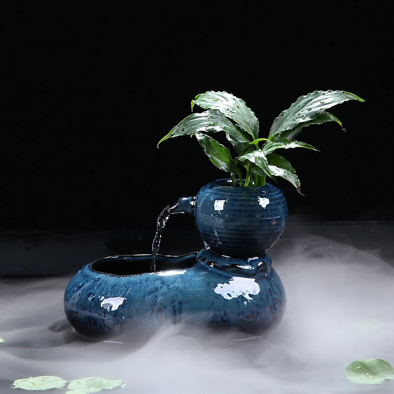

Ceramic Desktop Indoor Water Fountain Ornaments Living Room Office or Home Table Decoration Feng Shui Figurines G
