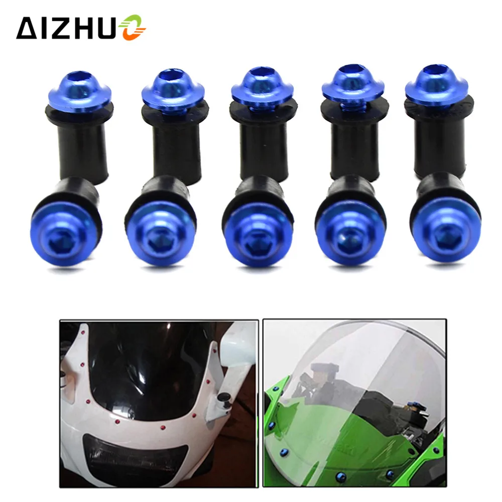 5mm 10pcs Universal motorcycle Windshield Spike Bolts Screw Nuts accessories for suzuki GSXR1000 GSXR600 GSXR750 gsf bandit  650