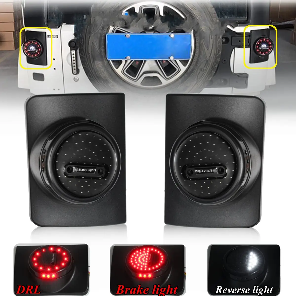 

Pair For Jeep/Wrangler JK LED Rear Tail Brake DRL Light Reversing Lamp USA Model 80W 6000K 6500LM Red White 2016 2015 2014 2013