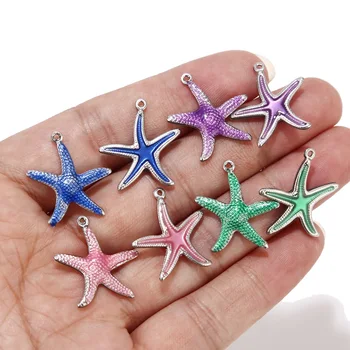 

10pcs Mixed Stainless Steel Enamel Colorful Starfish Spacer Metal Beads DIY for Bracelets Necklace Pendant Charms 22mm