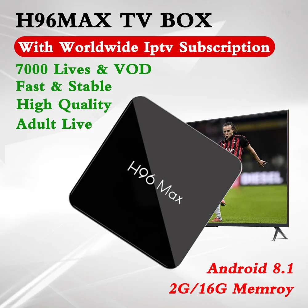 

New H96Max S905X2 Android 8.1 TV Box 2G/16G With Acebird Pro Iptv Subscription Germany Dutch Portugal Nordic 7000Live