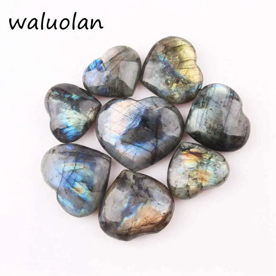 

2018 Trendy Heart Shape Labradorite Natural Crystal Moonstone Gemstone Pendant Jewelry Gift DIY Handmade Tumbled Stone Craft
