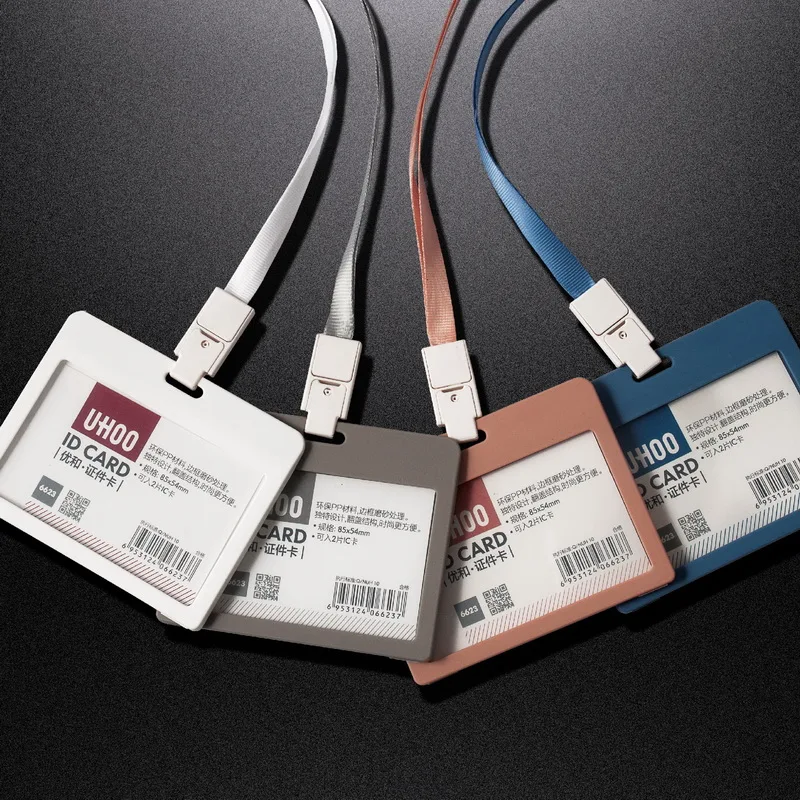 4 Colors Horizontal ID Name Badge Holder Employee Identity Card Case