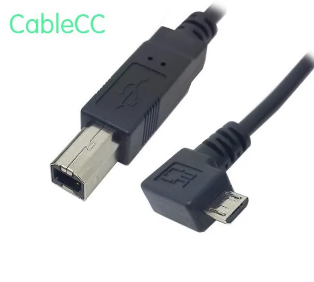 

1pcs/2pcs/ Left Angled 90 Degree Micro USB OTG to Standard B Type Printer Scanner Hard Disk Cable 60cm