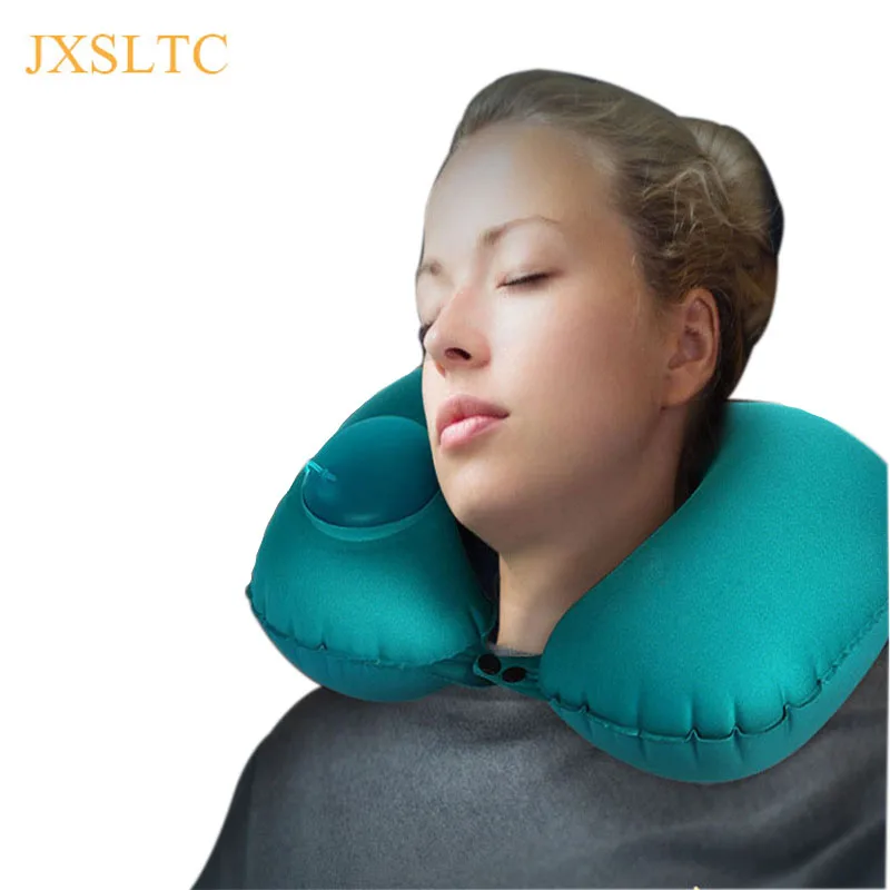 JXSLTC Automatic Inflatable Airplane Neck Pillow Travel Portable Neck Air Cushion Pillow Support break Flight Travel Accessory