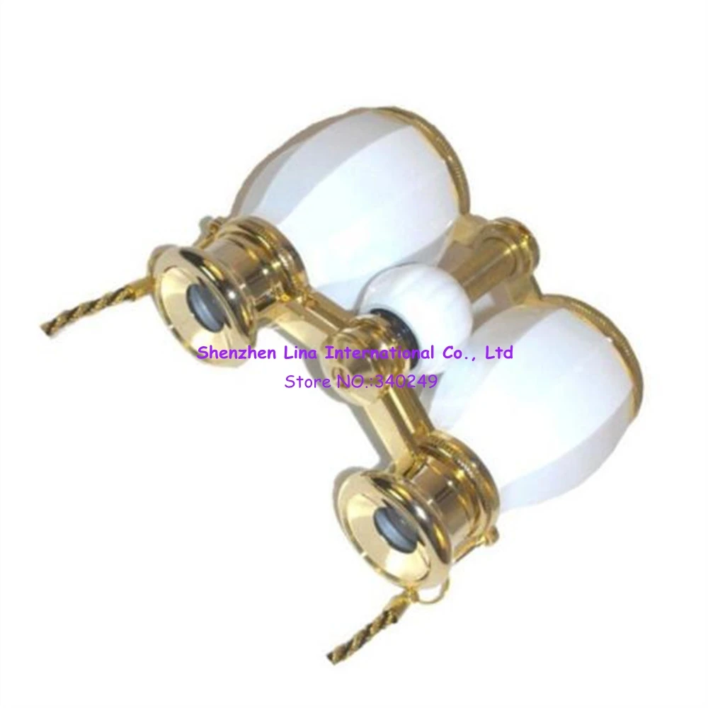 

Pearl White 4x metal binoculars gold-plated lady noble lady high-end gift telescope 4x30