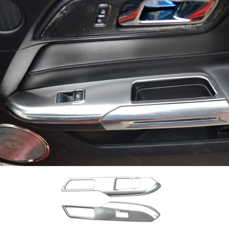 

QHCP Stainless Stee Window Lift Switch Panel Decorative Cover Sticker for Ford Mustang 2015-2017 Ony Fit Left Hand Drive Car