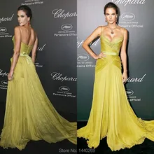 Пикантные тонкие бретельки шифоновые кружевные аппликации А-силуэта с разрезом по бокам вечерние платья