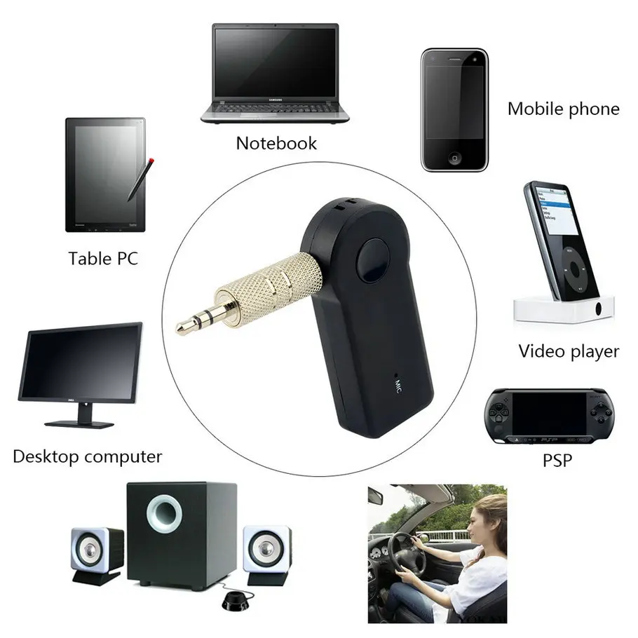 

Universal 3.5mm Streaming Car A2DP Wireless Bluetooth Car Kit AUX Audio Music Receiver Adapter Handsfree with Mic For Phone MP3