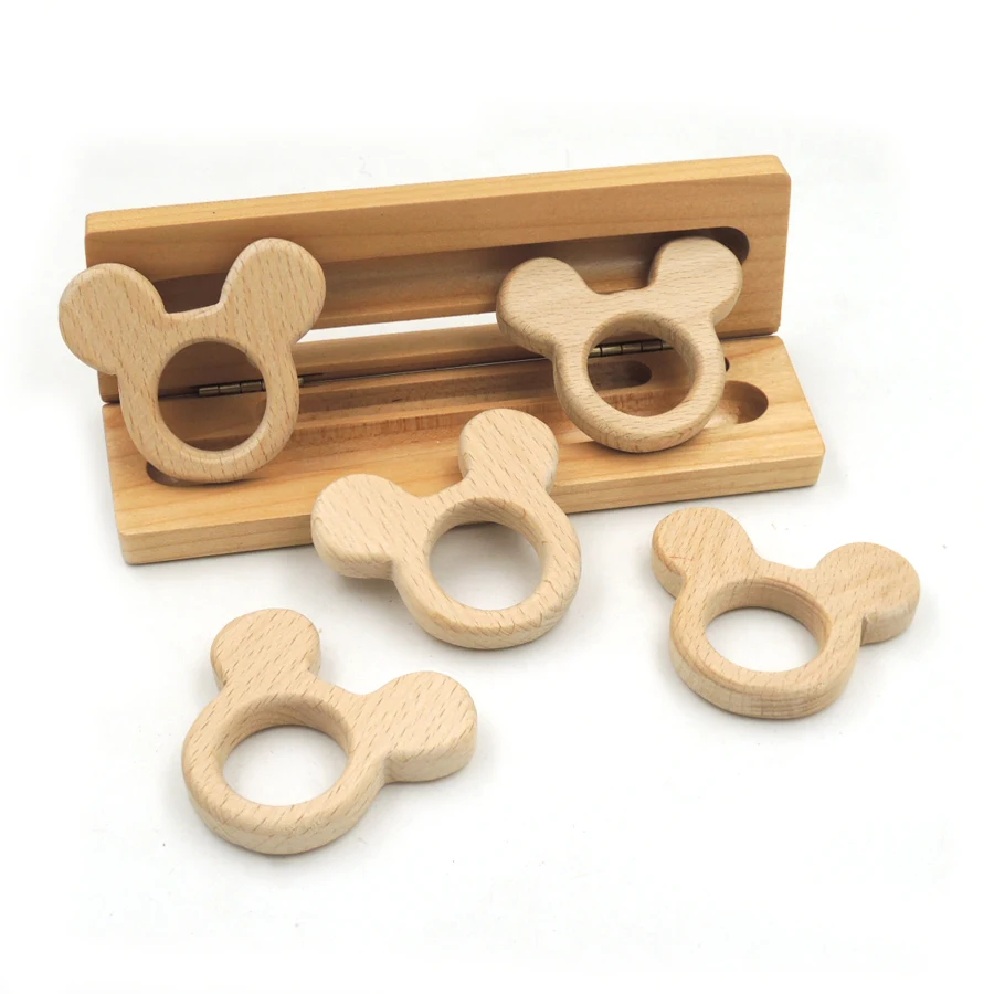 10 pcs beech wooden rabbit teether animal teething charm baby teether eco-friendly Montessori Inspired baby gift DIY EA272