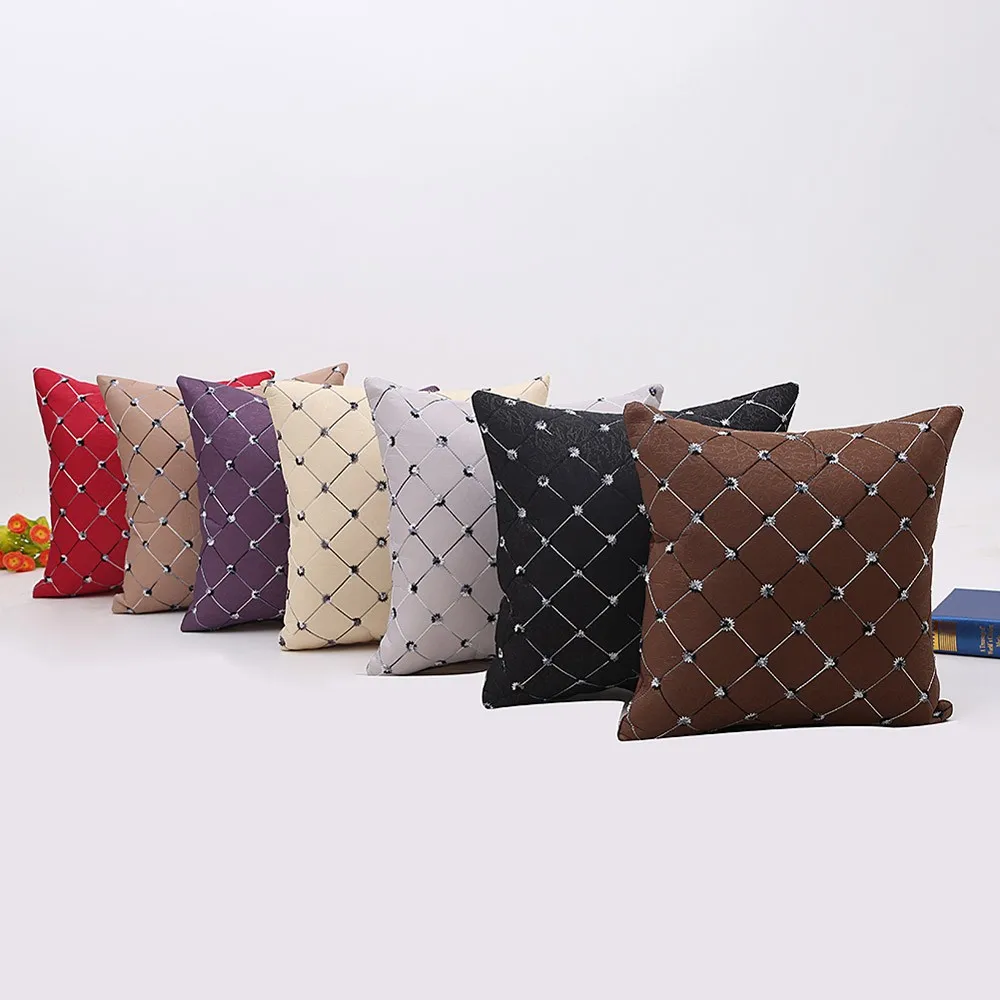 

Cotton Linen Square Home Sofa Bed Decor Plaids Throw almofadas coverSquare Cushion Cover Decorative 45x45CM Pillow Case