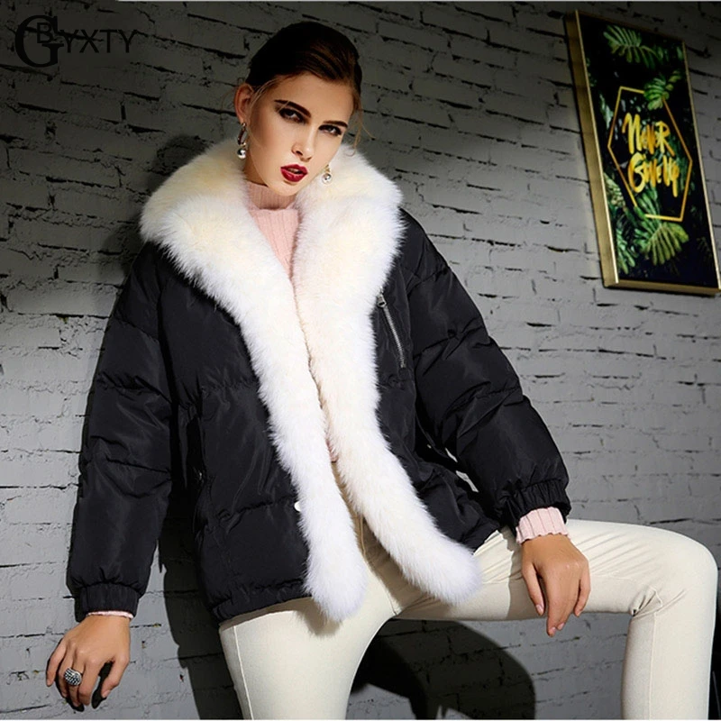 Gbyxty Et Épais D'hiver Noir Manteau Puffer Fourrure Des Col De Vers Le Réel blanc Fox Duvet Luxe Veste Plumes gris Femmes 2018 Bas Canard Za1174 wkZ8nO0PNX