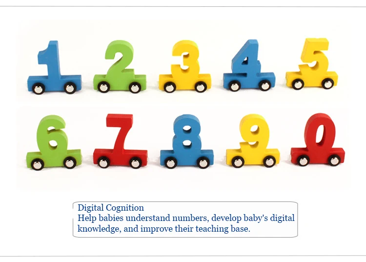 Детская раннего образования строительные блоки цифрового поезда головоломка сборки Цвет деревянный поезд Развивающие деревянные игрушки WY04