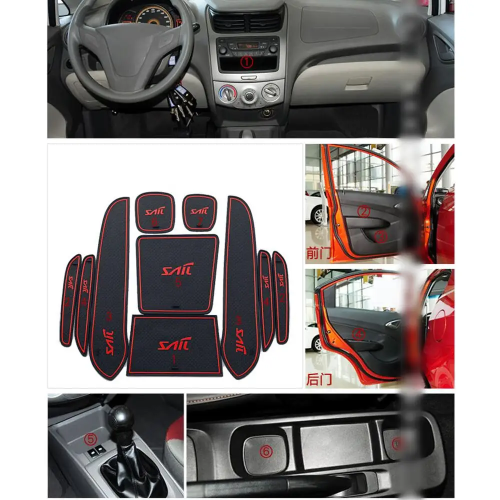 Для Chevrolet Sail MT 2010 до 2013 Противоскользящий Автомобильный Дверной слот ворота паз нескользящий коврик внутренняя чашка подушка автомобиль-Стайлинг 10 шт