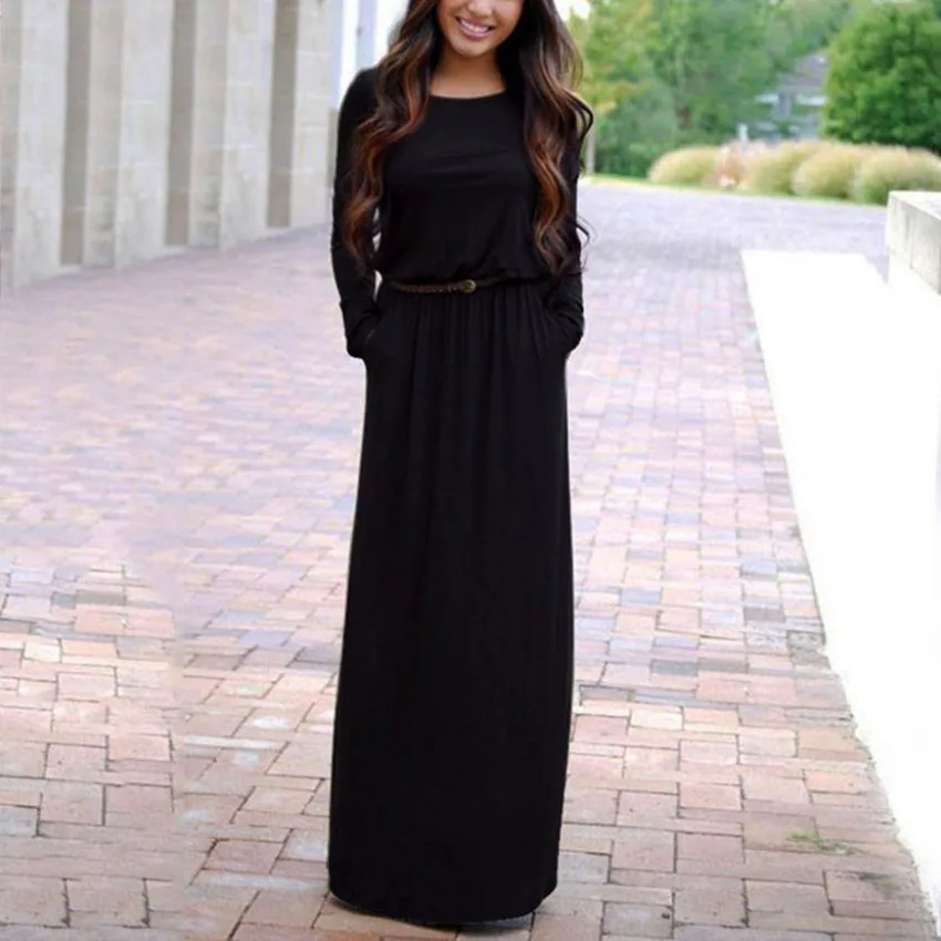 Plain black maxi dress uk Clearance