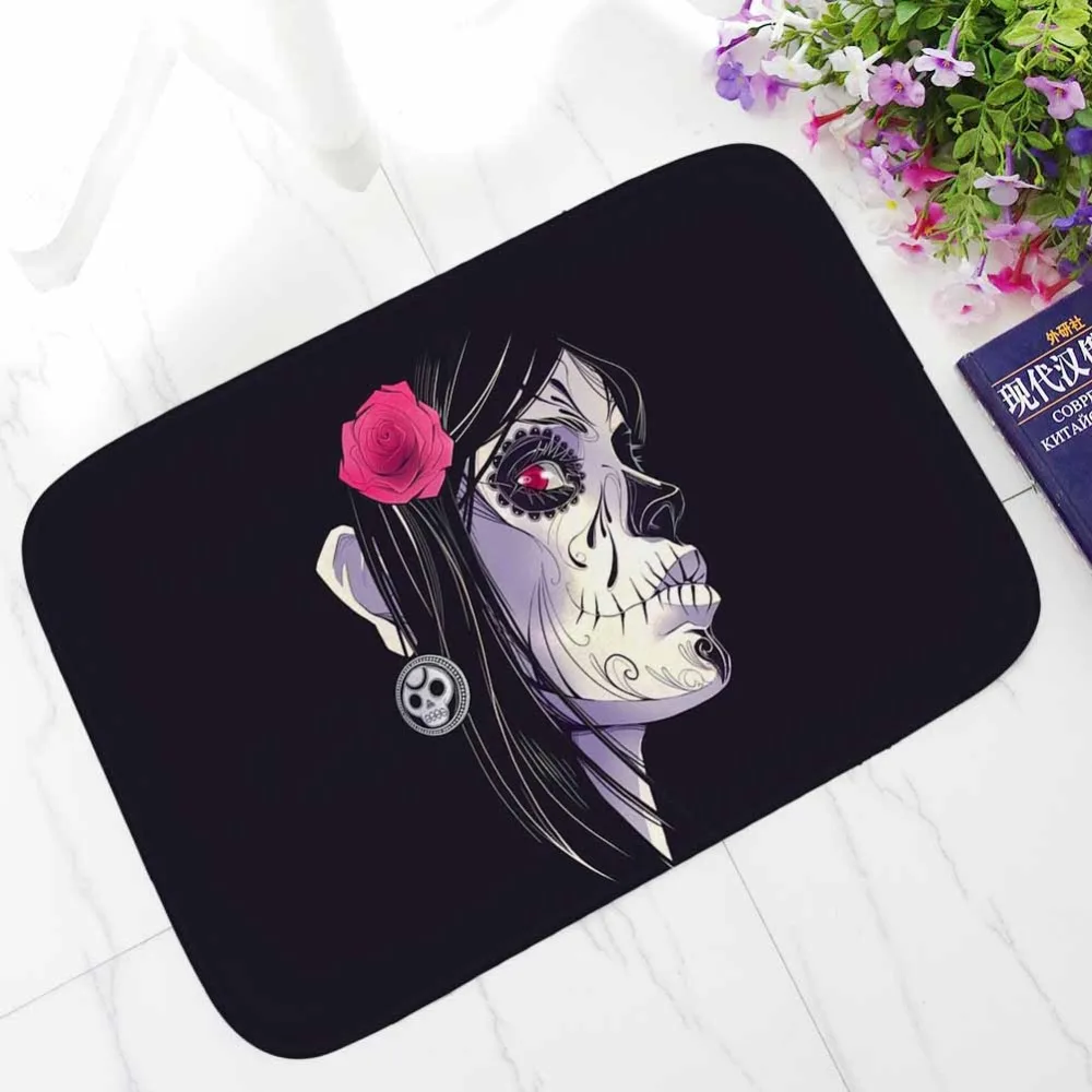 BLRISUP Sugar Skull Коврик для пола дверной коврик "Хэллоуин" передний коврик у входной двери Противоскользящий коврик для ванной комнаты для помещений на открытом воздухе коврик для кухни