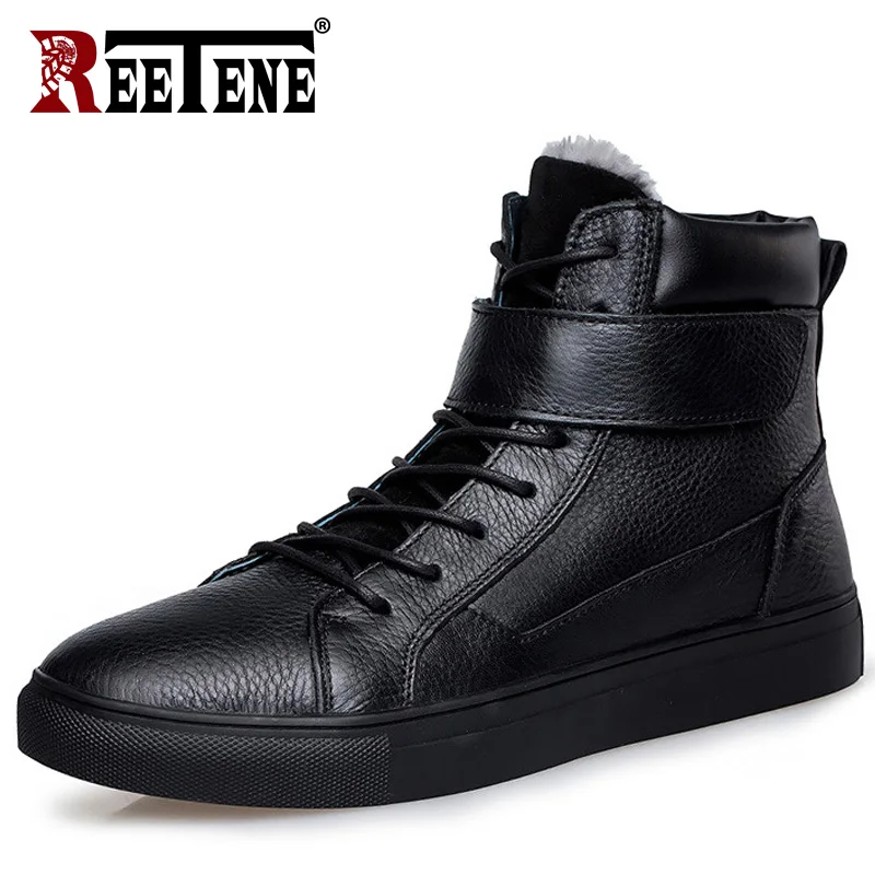 

REETENE Winter Boots Men Winter Men'S Motorcycle Men Boots Winter Men'S Boots Super Warm Zapato Seguridad Hombre 37-48