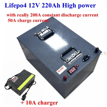 

GTK Lifepo4 Battery 12V 220Ah LFP Deep Cycle battery 200A BMS Electric power station solar energy EV RV cruiser + 10A charger