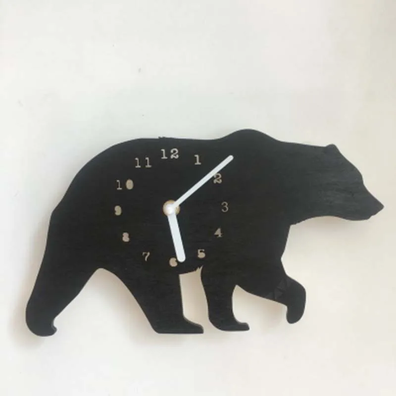 Белый медведь дети силуэт детские настенные часы монохромные для детей Детская комната украшения фигурки подарок фотографии реквизит - Цвет: 2